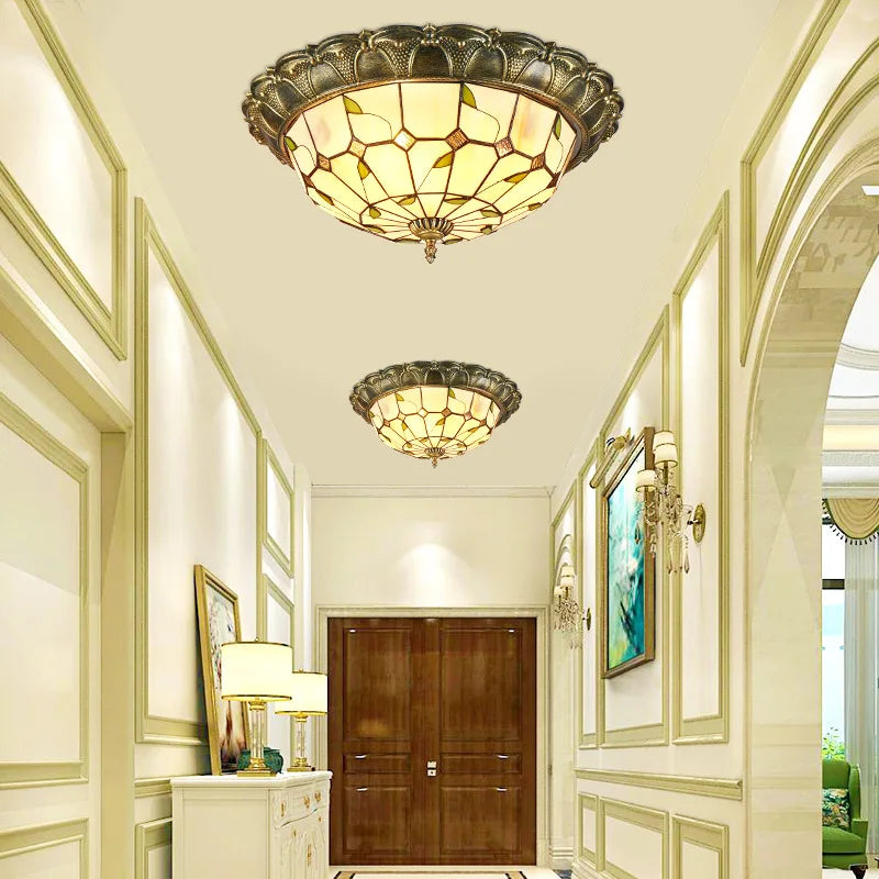 plafonnier led vitrail classique pour éclairage intérieur décoratif