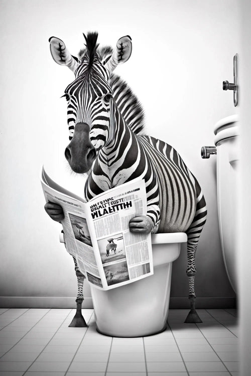décoration murale humoristique animaux sur toilettes en toile