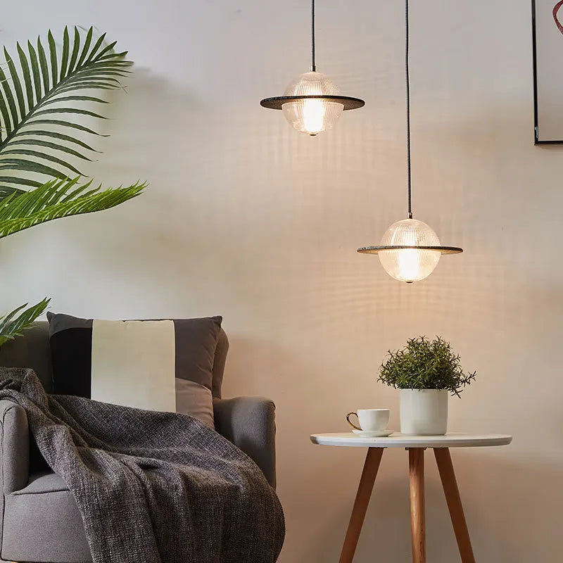 lustre moderne en verre style nordique soucoupe volante led