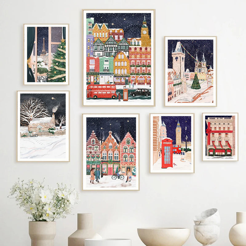 art mural voyage à londres paris prague pour décoration intérieure