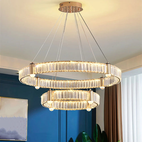 Lustre led anneau rond en cristal design nordique post-moderne