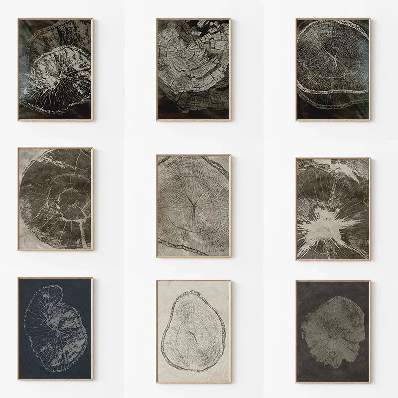 art abstrait sur anneaux d'arbres pour décoration intérieure