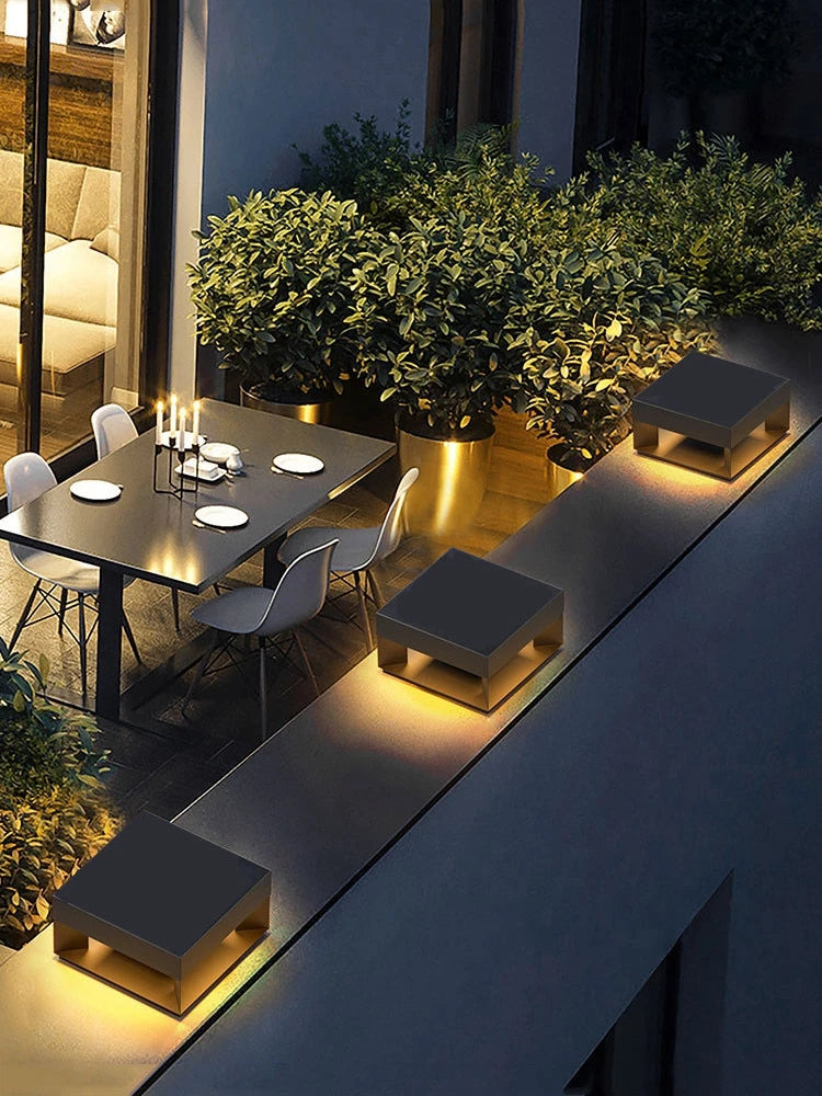lampadaire moderne en inox pour jardin extérieur éclairage décoratif