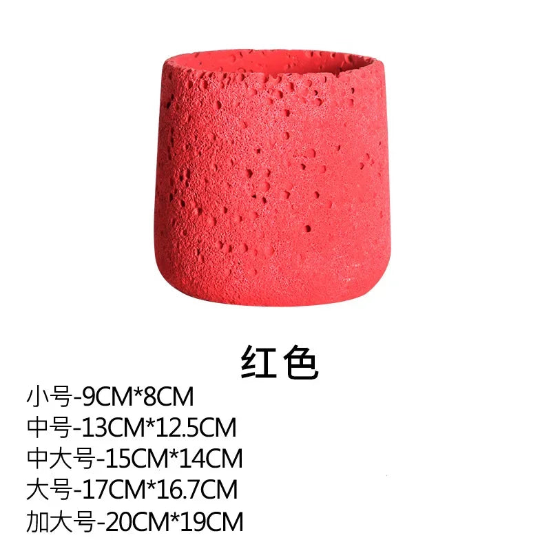 pot de fleurs en ciment style nordique avec plateau décoratif