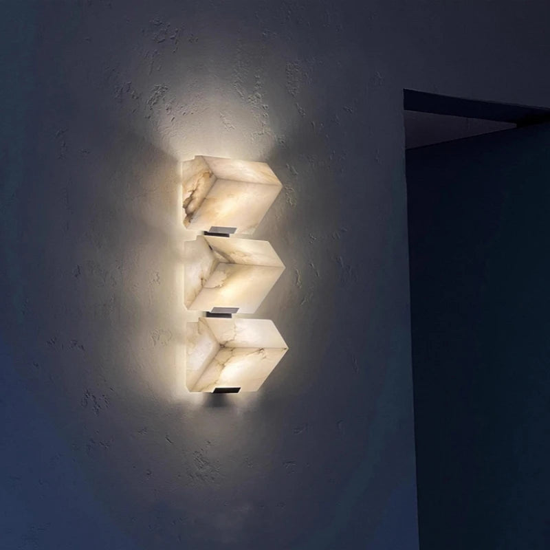 applique murale led en marbre naturel style artistique métal noir