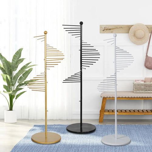 présentoir à foulards autoportant en fer avec 30 tiges de suspension