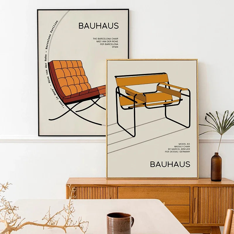 affiches géométriques bauhaus pour décoration intérieure moderne