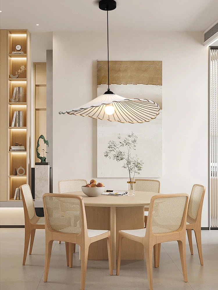 lustre créatif en coton lin avec lumière led nordique