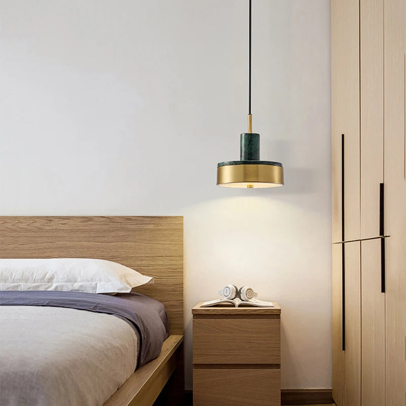 suspension LED en marbre naturel style scandinave rétro nordique