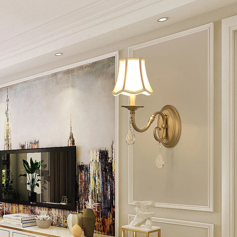 applique murale en cristal et tissu style rural américain pour hôtel