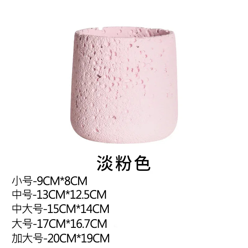 pot de fleurs en ciment style nordique avec plateau décoratif