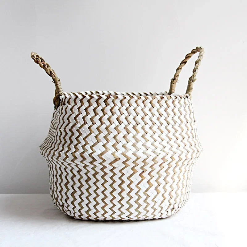 paniers de rangement en osier boho décor pliables fait main