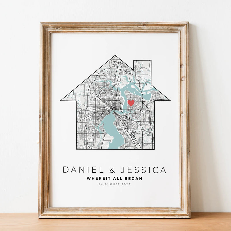 carte de ville personnalisée pour un cadeau romantique