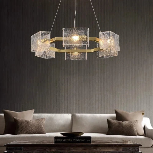 lustre led moderne ondulations d'eau en verre de luxe