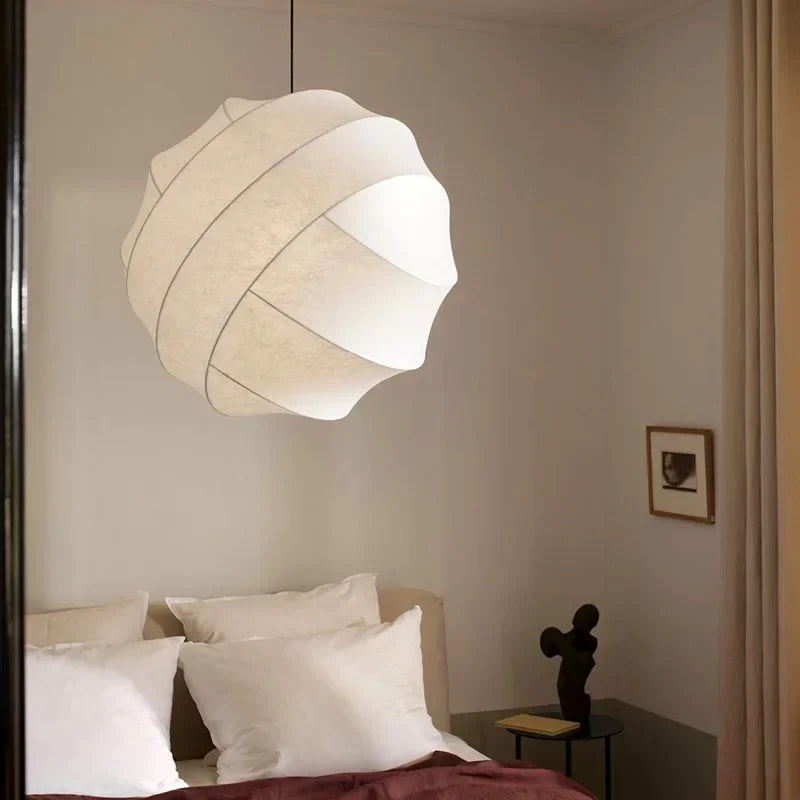 lustre suspendu en soie wabi sabi led moderne nordique