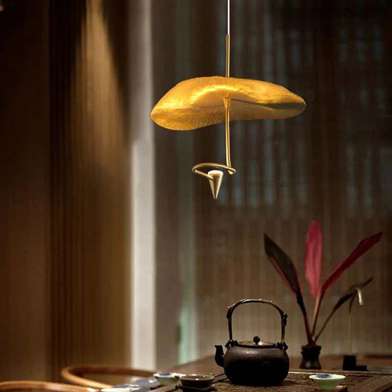 lustre art déco led en cuivre avec fil réglable