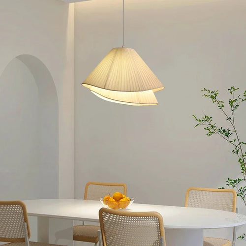 SANDYHA Lustre Minimaliste Moderne Tissu Style Crème Lampes Suspendues Salle à Manger Chambre Maison Lustre Luminaire Suspendu