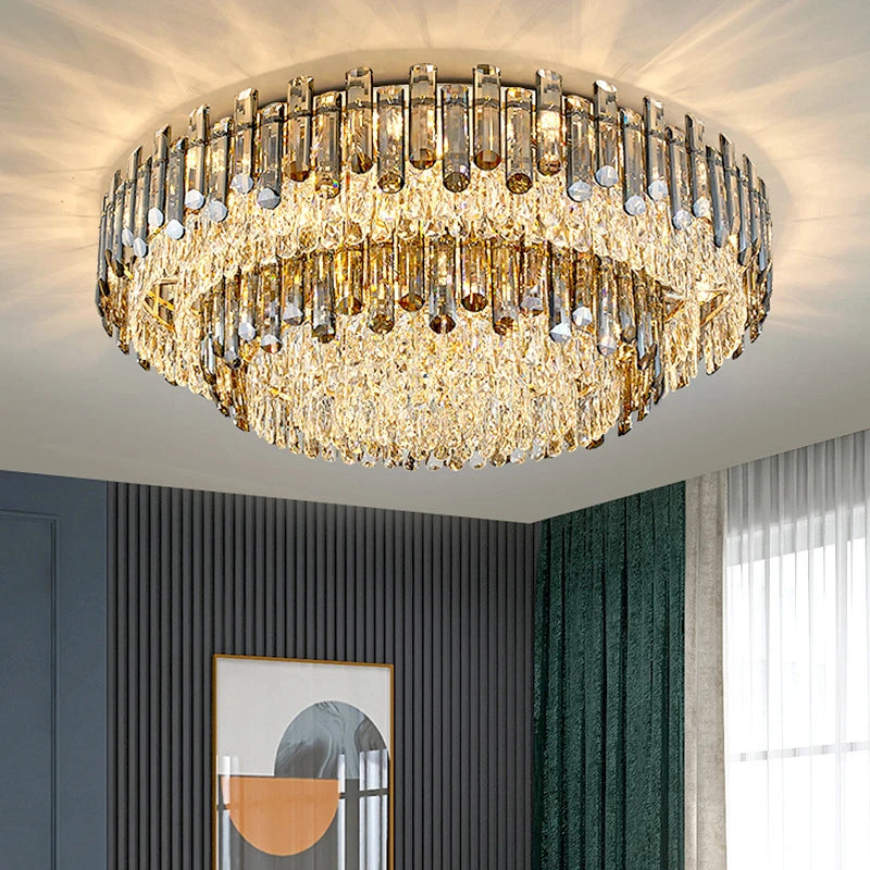 plafonnier moderne en cristal avec abat-jour rectangulaire élégant