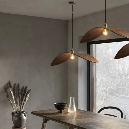 lustre wabi sabi en bois avec led pour loft escaliers