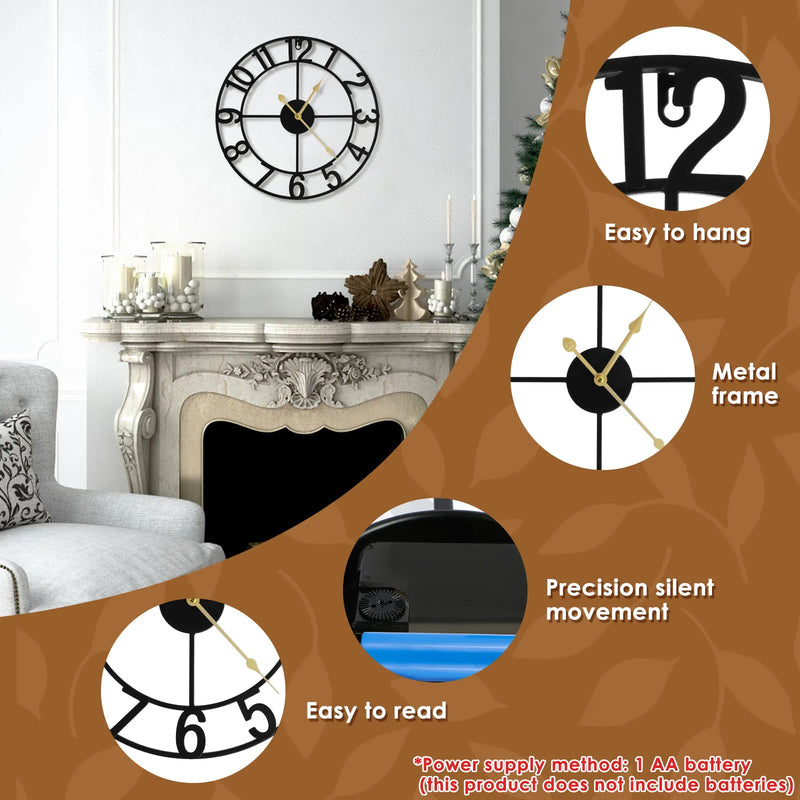 horloge murale silencieuse ronde pour décoration intérieure élégante