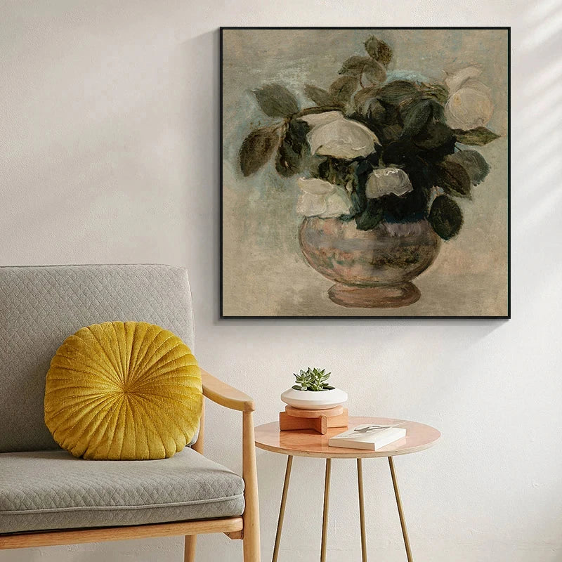 affiche vintage nature morte prairie tournesols et fleurs sauvages