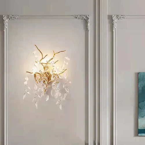 applique murale moderne en cristal et aluminium doré