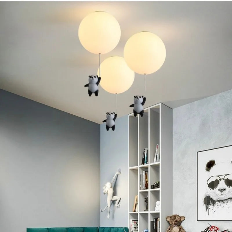 lustre moderne ours panda led pour enfants