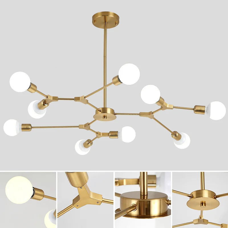 lustre moderne spoutnik satellite lampe suspendue 3 6 9 branches