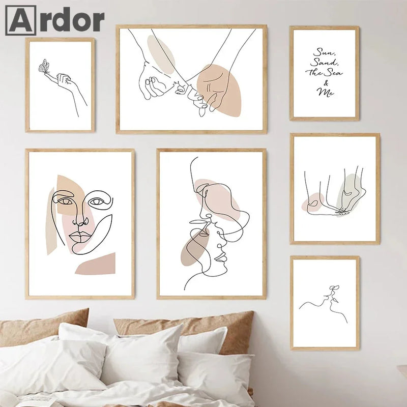 affiches abstraites art mural femmes couple minimalisme décoration intérieure