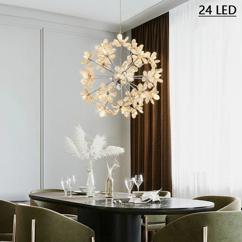 lustre moderne led en cristal pissenlit boule ronde sandyha