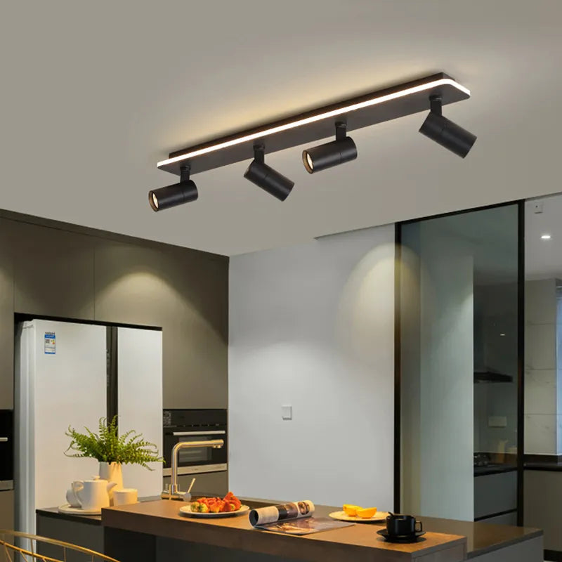 Plafonnier LED noir moderne projecteur
