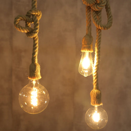 suspension vintage en corde de chanvre style industriel créatif