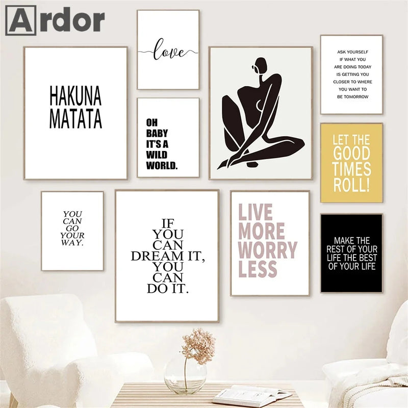 citations de motivation nordiques art mural décoratif typographie moderne