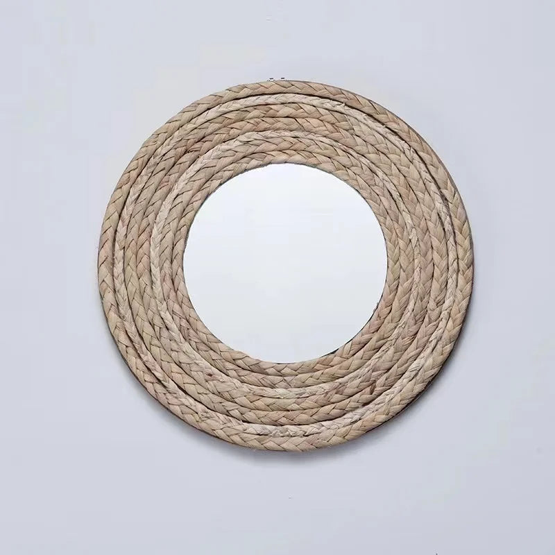 miroirs décoratifs en raphia pour une décoration murale élégante