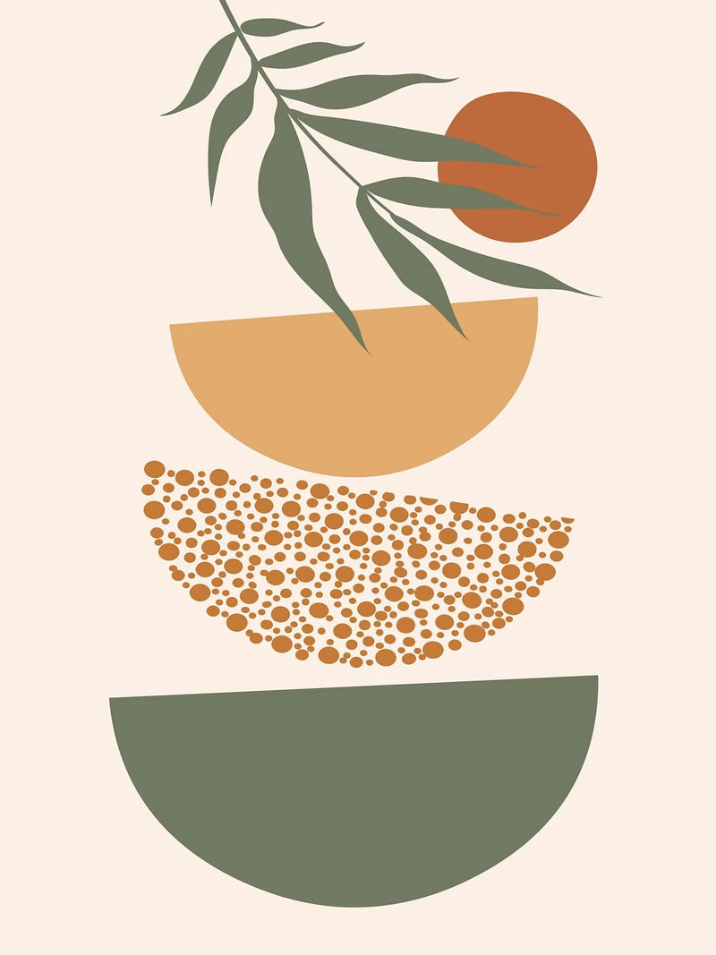 lot de 3 affiches abstraites modernes avec plantes vertes