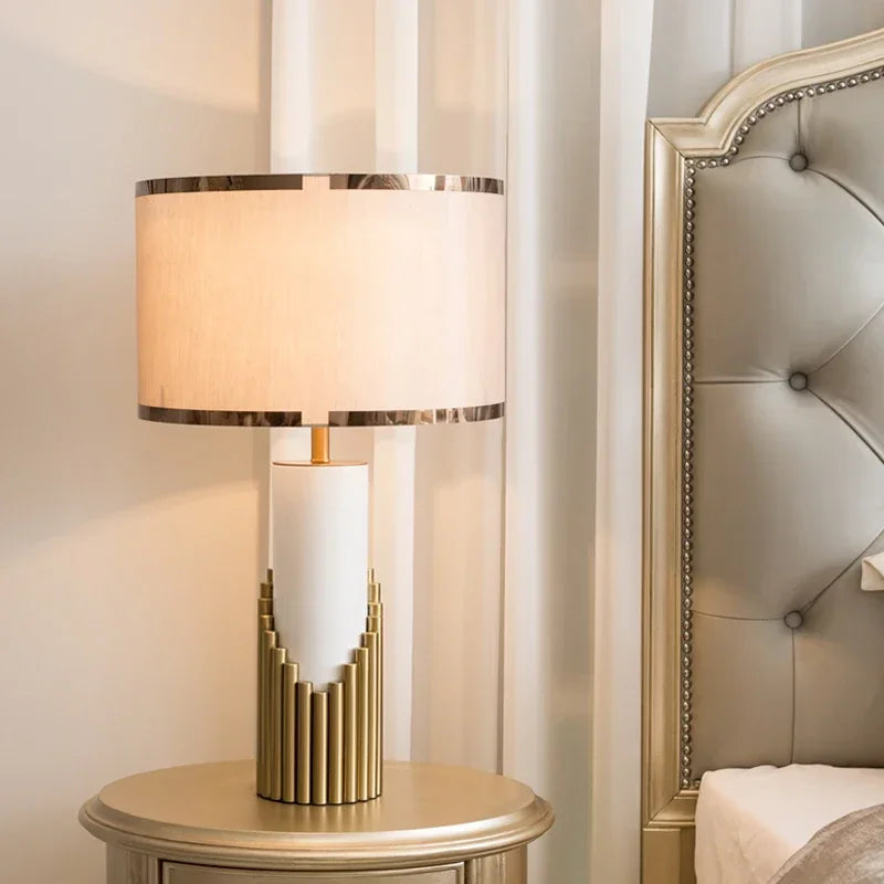 Italy Design High Quality Table Lamp Led Desk Light with Marble Foot Fabric Shade