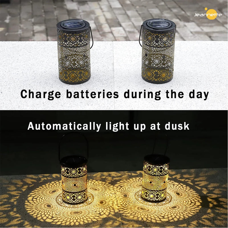 Lampe solaire rétro lanterne creuse lumière Art extérieur décoratif lumière de jardin solaire lumière LED solaire pour cour paysage jardin