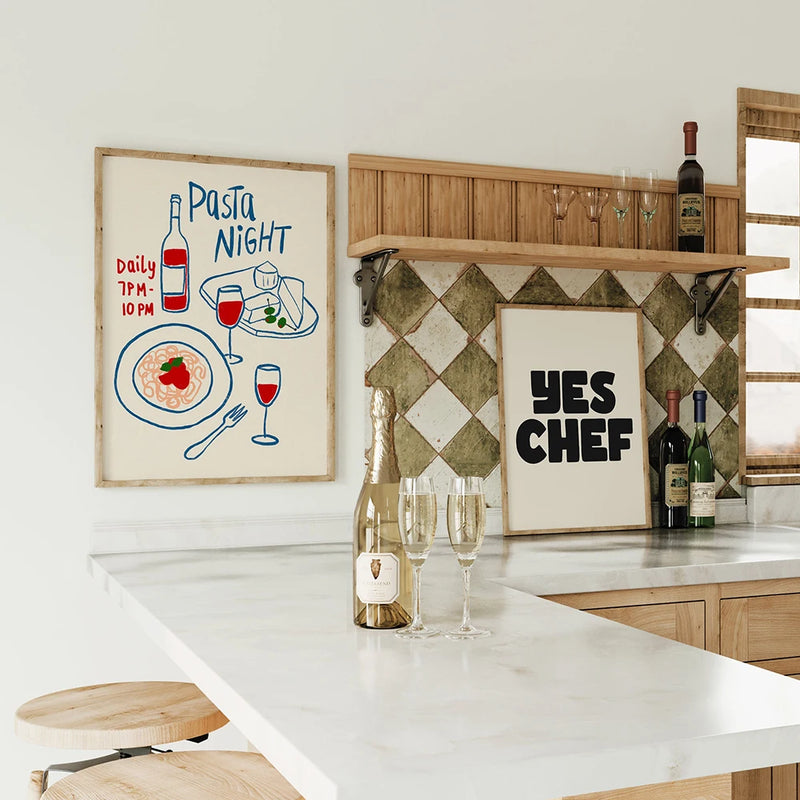 affiche d'art rétro chariot de bar décoration murale esthétique