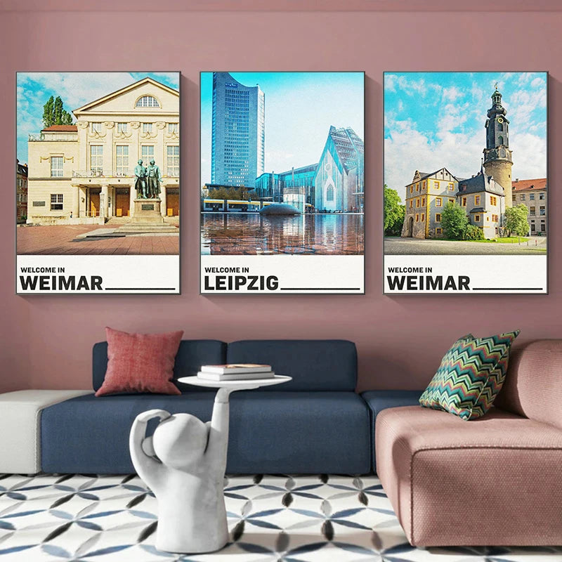 affiche de villes allemandes pour décoration murale maison