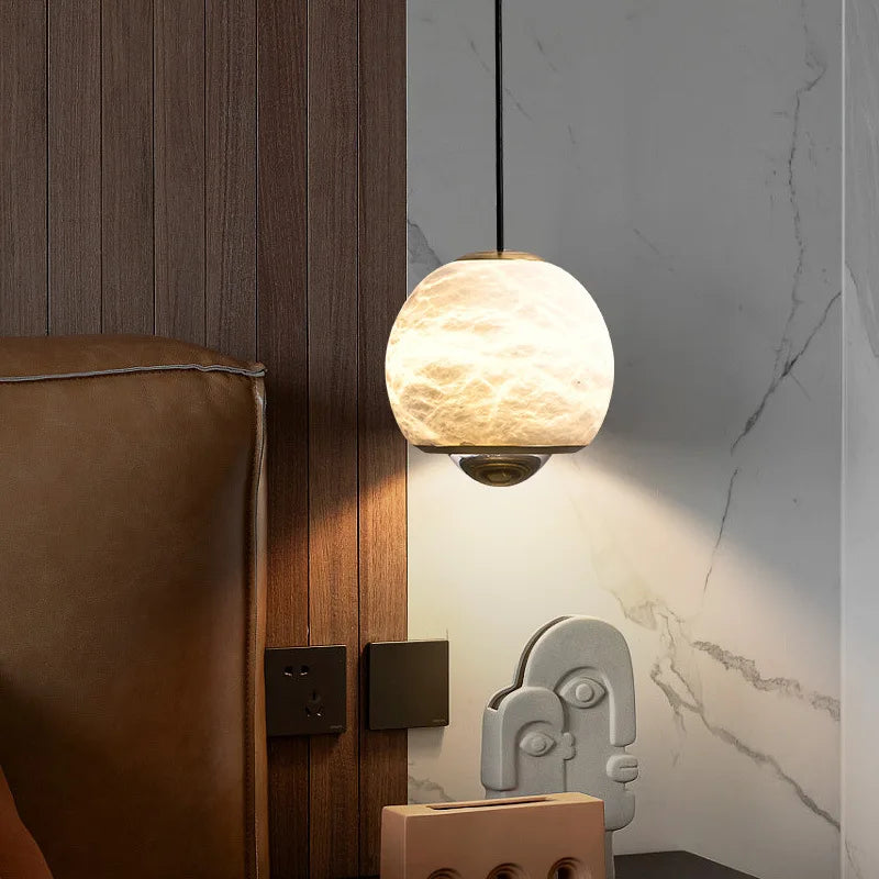 suspension nordique en marbre led pour île cuisine