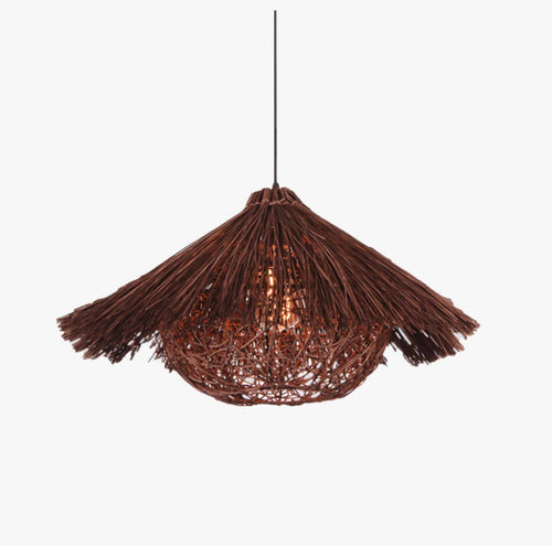 Suspension conique en rotin bambou
