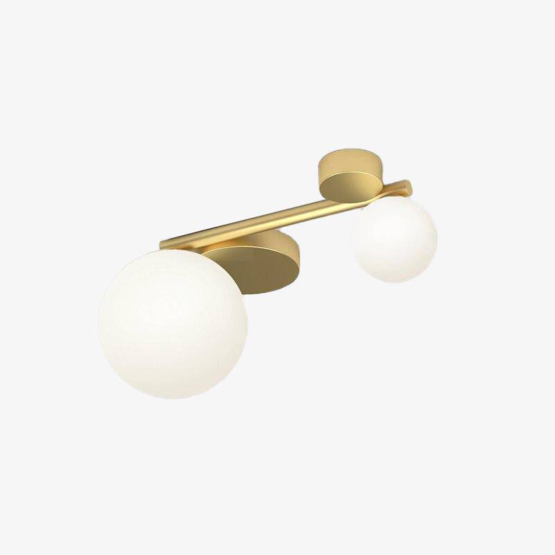 Plafonnier design à LED en métal doré et boules en verre style géométrique