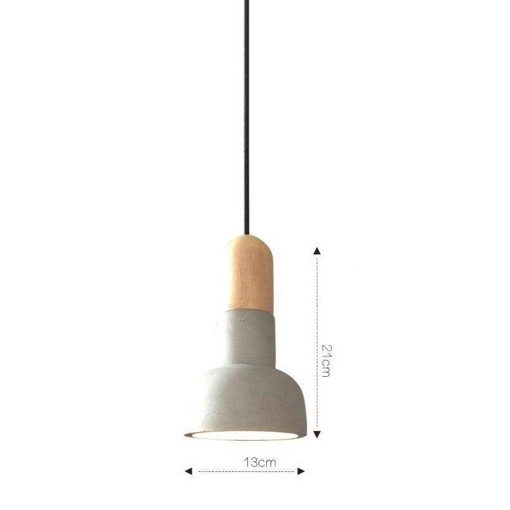 Suspension design LED arrondie en bois et ciment Loft