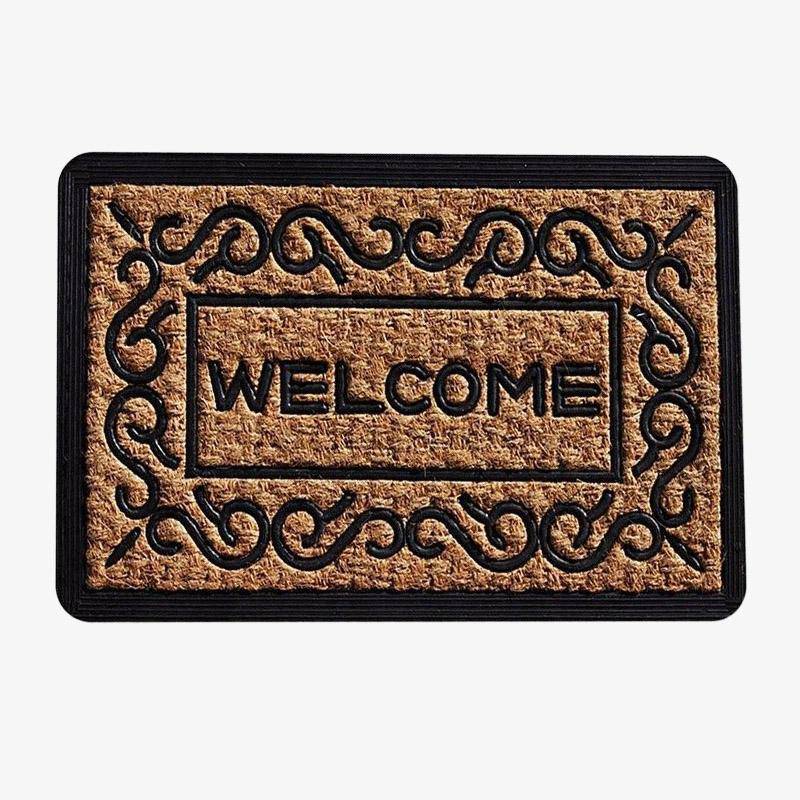 Paillasson rectangle "Welcome" aux bordures arrondies
