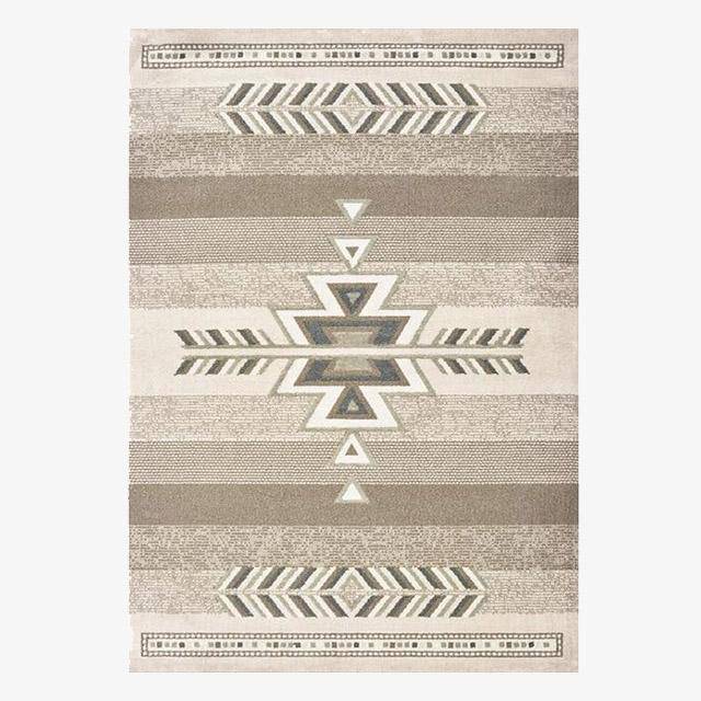 Tapis rectangle marron et beige style Japonais A