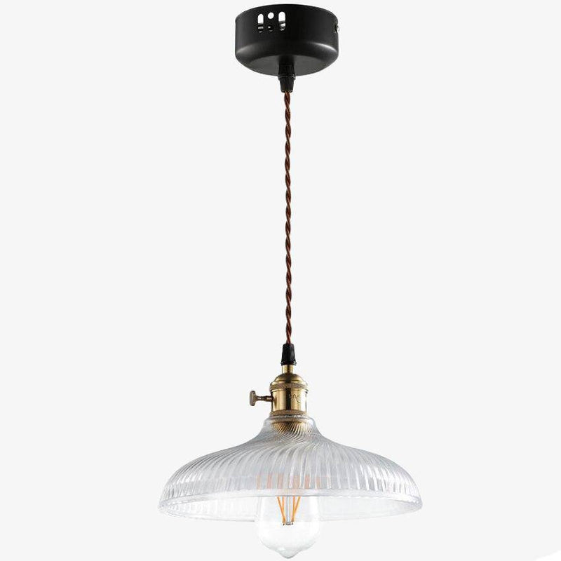 Suspension en verre et base dorée Vintage