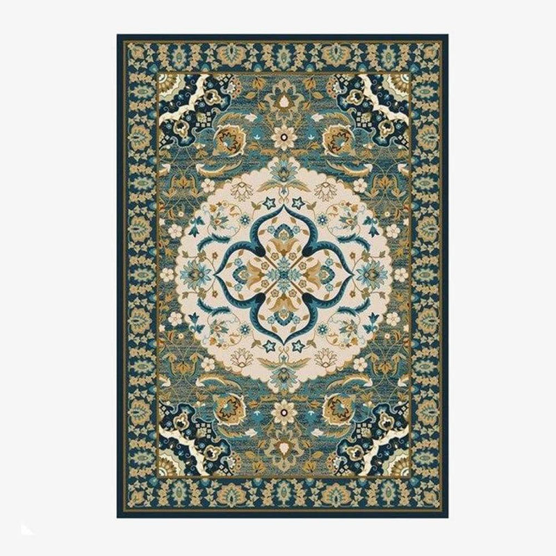 Tapis persan rectangle vert au style dirouz H