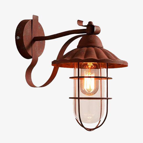 Applique murale rustique style rétro avec lampe en cage en métal