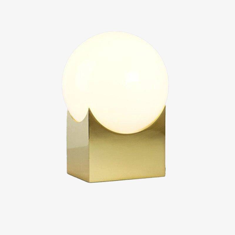 Lampe chevet boule sur support cubique