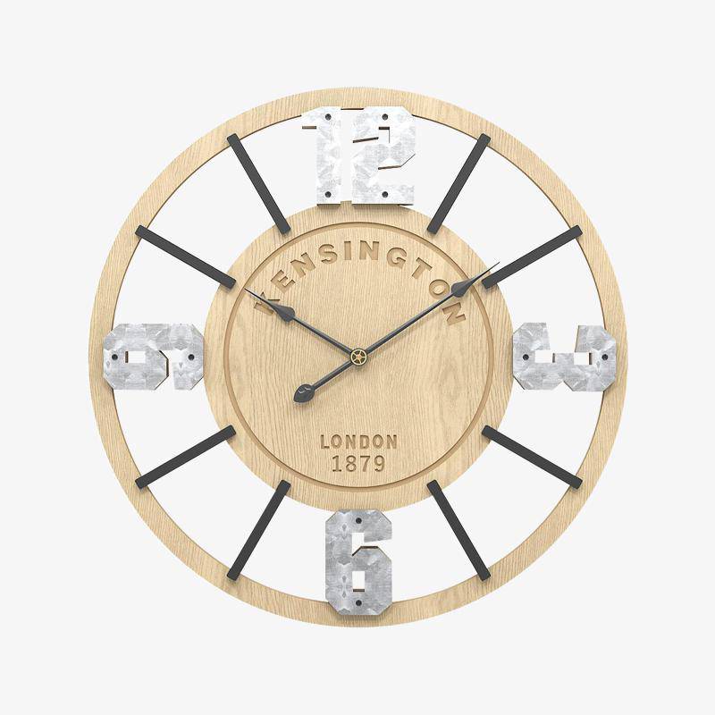 Horloge murale ronde en bois vintage avec chiffres 50cm